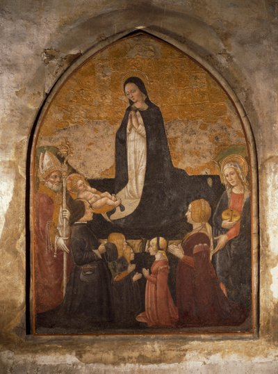Itália, Milão, Igreja de Santa Maria Graciosa, Capela da Torre, Virgem Adorando o Menino, afresco de Walter Charles Mills