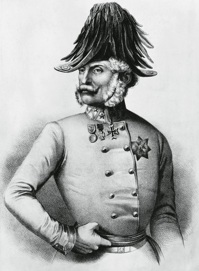 Retrato de Ferencz Gyulai (1798-1868), general austro-húngaro e político, gravura de Walter Charles Mills