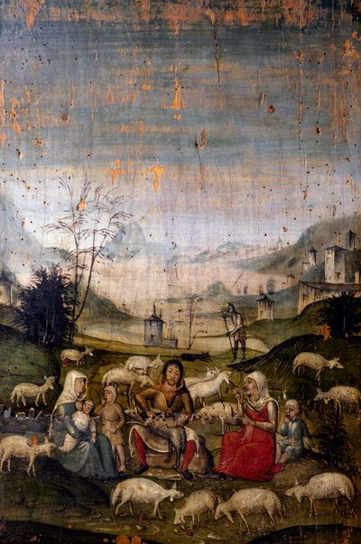 Cena do Antigo Testamento, quadro pintado, detalhe de armários da Sacristia Velha, Igreja de Santa Maria a Graça (Lista do Patrimônio Mundial da UNESCO, 1980), Milão. Itália de Walter Charles Mills