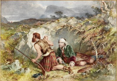 Fugitivos de Culloden (aquarela e bodycolour a bordo) de John Adam P. Houston