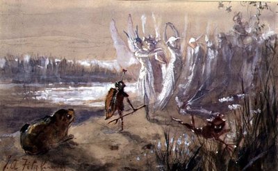 Uma Parada na Procissão das Fadas (aguarela, guache no papel) de John Anster Fitzgerald