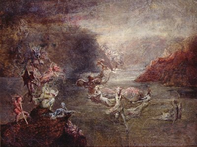 O Lago das Fadas (óleo a bordo) de John Anster Fitzgerald