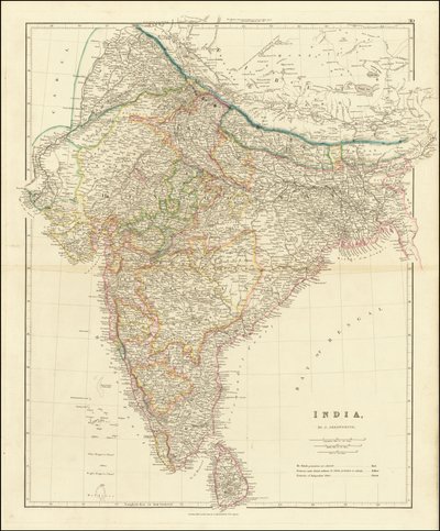 Mapa da Índia de 1832 por John Arrowsmith de John Arrowsmith
