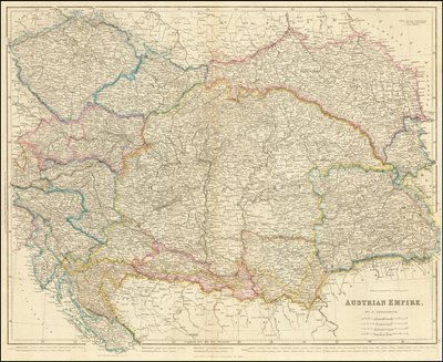 Mapa de 1858 do Império Austríaco por John Arrowsmith de John Arrowsmith