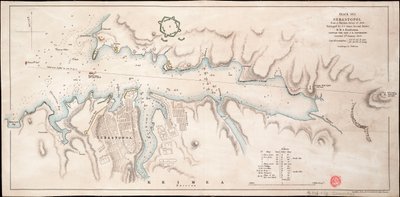Sebastopol do Mar Negro a partir de um levantamento russo de 1836 de John Arrowsmith