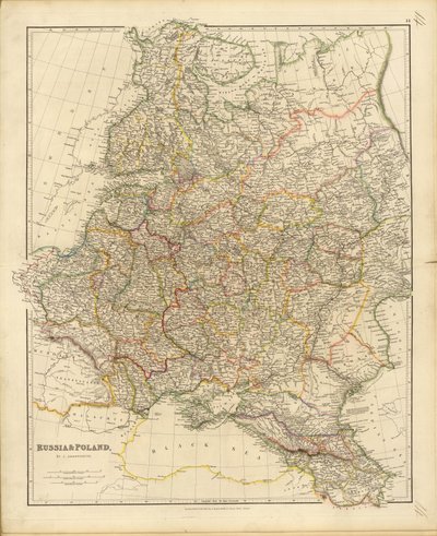 Mapa da Rússia e da Polônia, 1832. de John Arrowsmith
