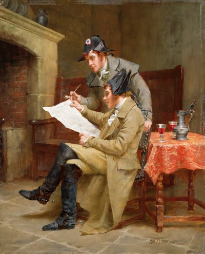 Notícias do Exército, c.1900 (óleo sobre painel) de John Arthur Lomax