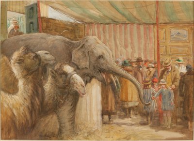 Bostock e Menagerie de Wombwell (lápis e wc no papel) de John Atkinson