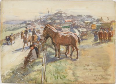 Brough Hill Fair (lápis e wc no papel) de John Atkinson