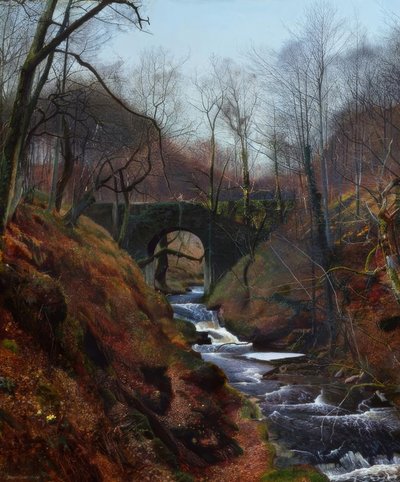 Bards, Ghyll Beck - Pintura, 1867, v. JAGrimshaw de John Atkinson Grimshaw