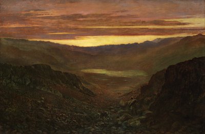 Fleetworth Hollow e Tarn de Green Gable Fell at Twilight (Óleo sobre tela) de John Atkinson Grimshaw