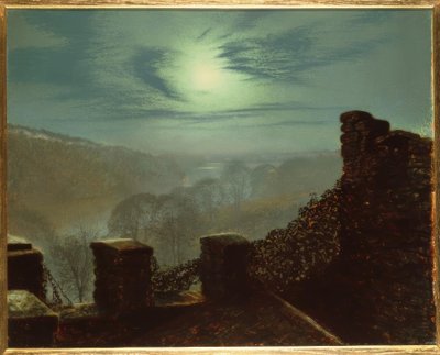 JAGrimshaw, Lua cheia atrás da nuvem de cirro de Roundhay P. de John Atkinson Grimshaw