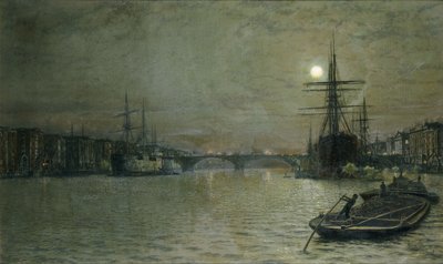 A piscina e a ponte de Londres à noite, 1884 de John Atkinson Grimshaw