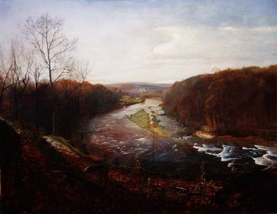 O Cais acima de Bolton Woods com a Torre Barden na Distância (óleo sobre tela) de John Atkinson Grimshaw