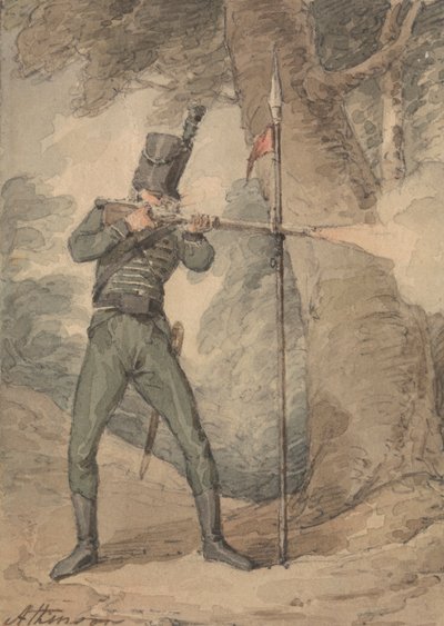 Um atirador no Musketry Practice de John Augustus Atkinson