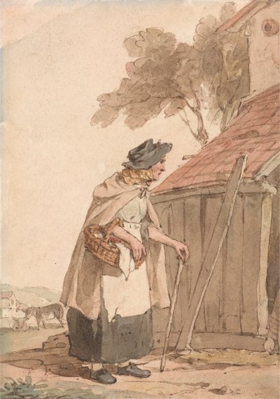 Uma velha mulher carregando um cesto de John Augustus Atkinson