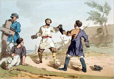 Boxe, gravado pelo artista, publicado em 1804 (cor litho) de John Augustus Atkinson