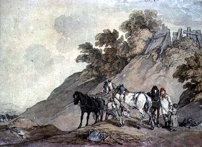 Carrinho e equipe em um poço de cascalho de John Augustus Atkinson