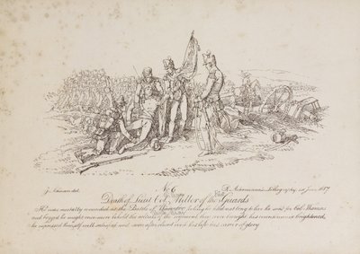 Morte do tenente-coronel William Miller da 1ª Guarda na Batalha de Quatre Bas de John Augustus Atkinson