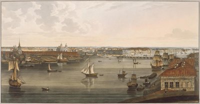 Vista para o Almirantado, a antiga Catedral de Santo Isaacs, o aterro inglês e a Academia de Ciências de Vas de John Augustus Atkinson