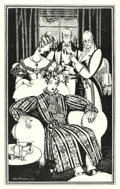 Ilustração para Don Juan por Lord Byron: não sei como foi, mas ele ficou doente (lito) de John Austen