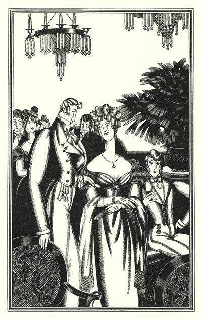 Ilustração para Don Juan de Lord Byron: Juan foi recebido na melhor sociedade (litho) de John Austen