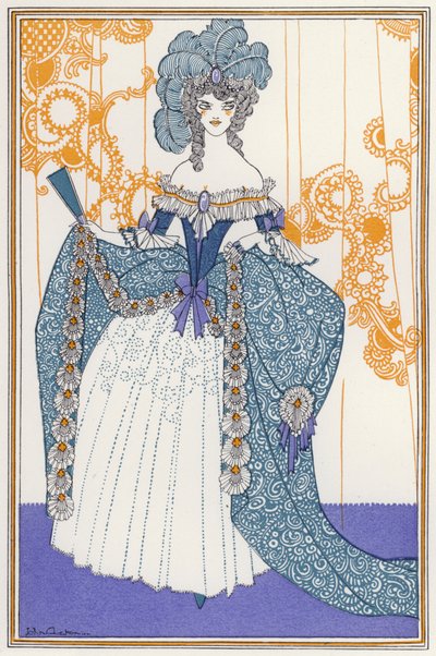 Ilustração para "Rogues In Porcelain", Uma Miscelânea de Poemas do Século XVIII (cor litho) de John Austen