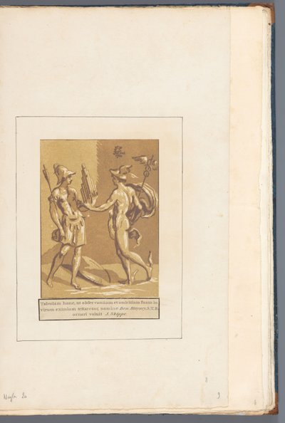 Mercúrio dá a Minerva um panflut Aos amigos e a cada (...) (título da série no objeto) de John B. Skippe