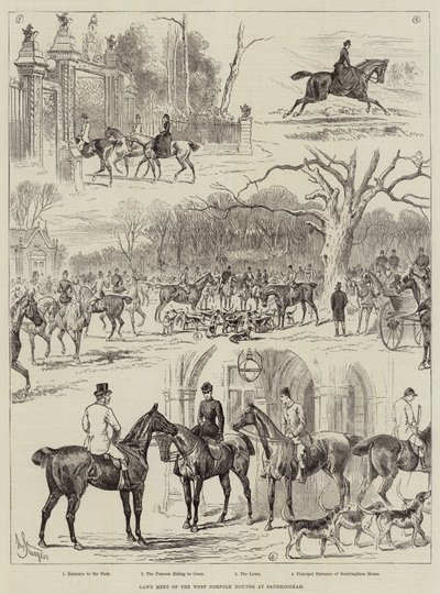 Encontro gramado do West Norfolk Hounds em Sandringham de John Bagnold Burgess