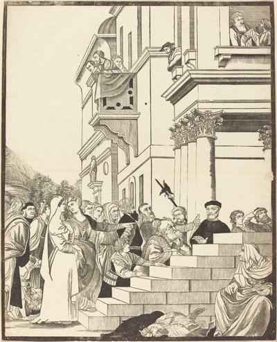 Apresentação da Virgem no Templo [placa central] de John Baptist Jackson after Titian