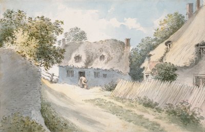 Casas de campo em uma rua da vila, século 18 de John Baptist Malchair