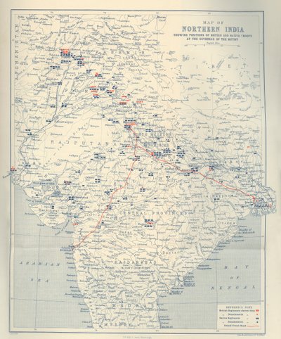 Mapa do norte da Índia, 1901. de John Bartholomew
