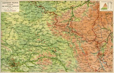 Norte da França ilustrando a campanha ocidental, 1914, c1920. de John Bartholomew and Son
