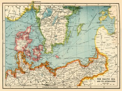 O Mar Báltico e suas abordagens, Primeira Guerra Mundial, c1915, c1920. de John Bartholomew and Son