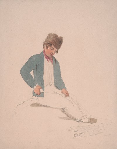 Retrato de um jovem num chapéu de pele de John Baverstock Knight