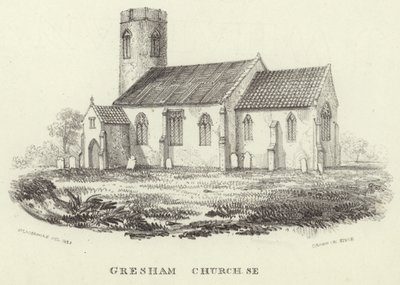 Igreja de Todos os Santos na aldeia de Gresham de John Berney Ladbrooke