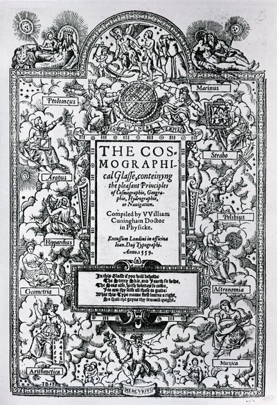 Título do The Cosmographical Glass, 1559 de John Bettes