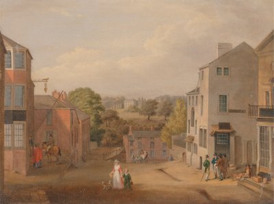 Cena de rua em Chorley, Lancashire, com vista para o Chorley Hall de John Bird of Liverpool