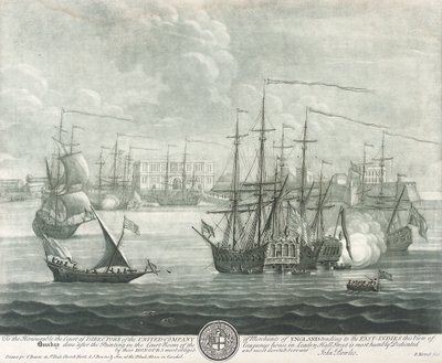 Vista de Bombaim (Índia), dedicada ao diretor da Companhia Britânica das Índias Orientais. Gravura de John Bowles () de John Bowles