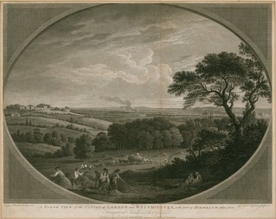 Uma vista norte das cidades de Londres e Westminster com parte de Highgate de John Boydell