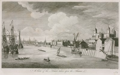 Uma vista da Torre de Londres tomada sobre o rio Tamisa de John Boydell