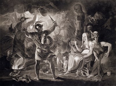 Macbeth, as Três Bruxas e Hécate, 1805 de John Boydell