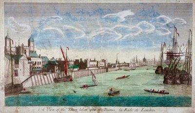 Vista da Torre de Londres com barcos no rio Tâmisa, 1751 de John Boydell