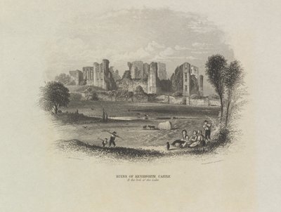 Ruínas do Castelo e Cama do Lago de Kenilworth de John Brandard