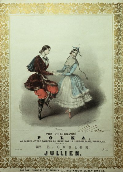 The Celebrated Polka, folha de música, 1840 (cor litho) de John Brandard