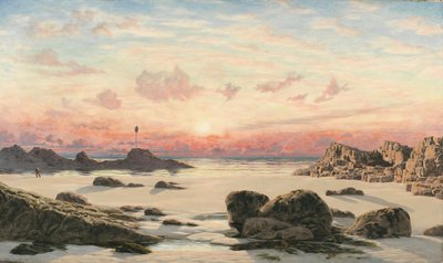 Bude Sands ao pôr do sol, 1874 de John Brett