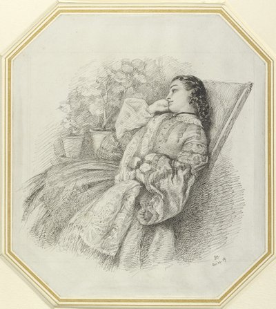 Georgina Hannay, 1859 (caneta e tinta preta em papel branco) de John Brett