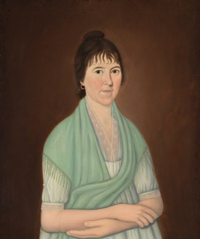 Mrs. James Perkins, Jr., c.1800-1809 (óleo sobre tela) de John Brewster