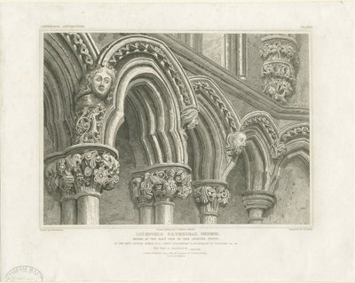Interior da Catedral de Lichfield - Arcos na Casa Capitular: gravura, nd [c 1819] (imprimir) de John Britton