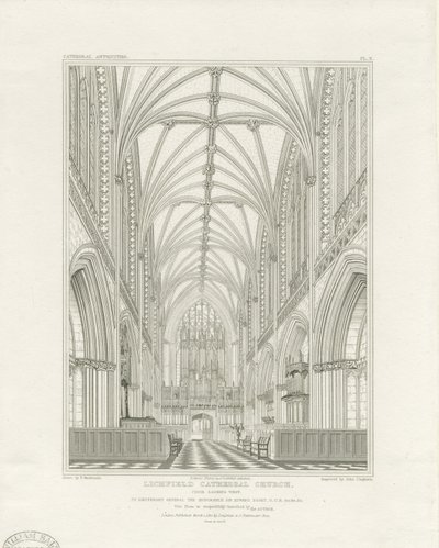 Interior da Catedral de Lichfield - Coro: gravura, nd [c 1820] (imprimir) de John Britton